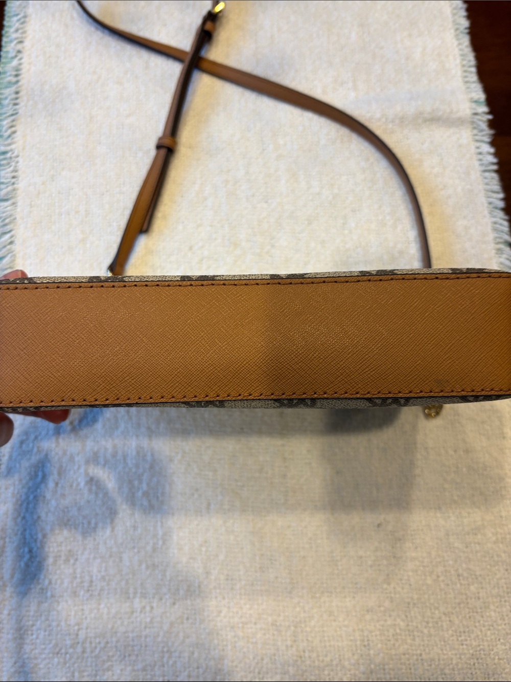 Michael Kors Beige/Brown Signature MK Crossbody Bag - Picture 6 of 6